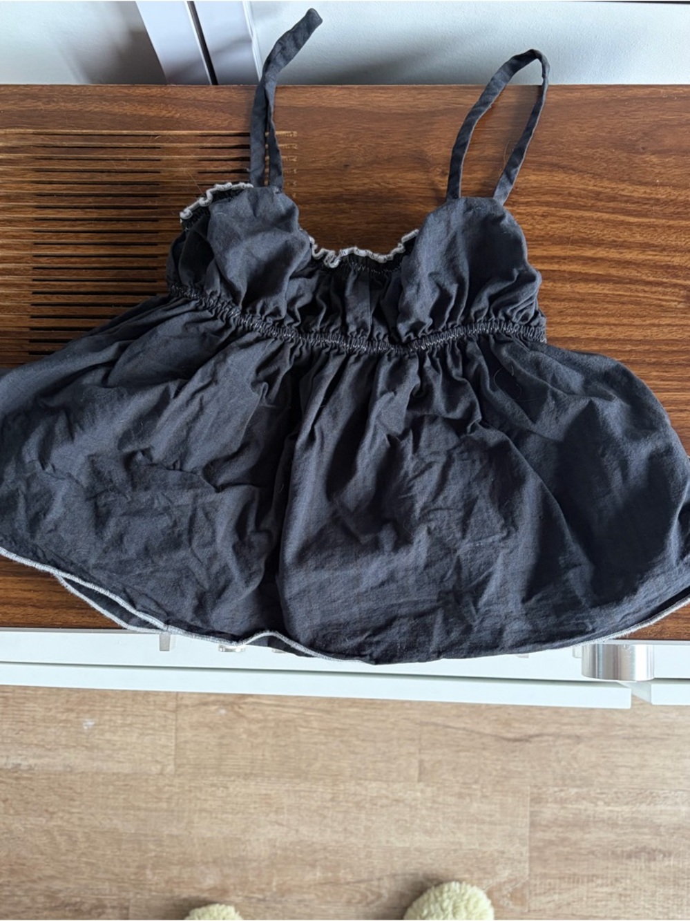 Women's Black Ruffled Camisole Top